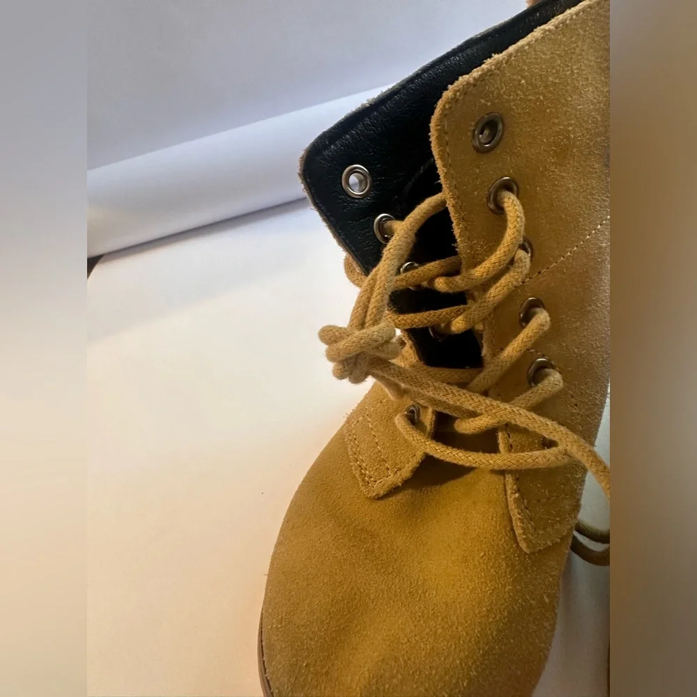 SweetHoney Kids Lace-Up Suede Combat Boots in Tan